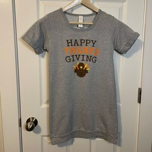 AirWaves gray short sleeve ‘Happy Thanksgiving’ sweatshirt dress girls sz L